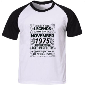 Camiseta Raglan Legends Were Born NOV-1975