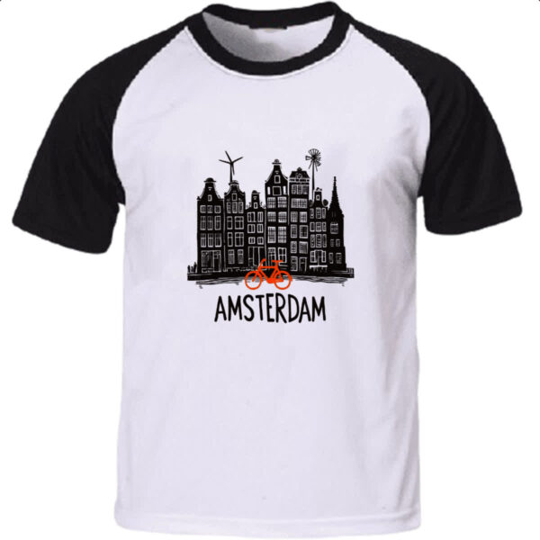 Camiseta Raglan Amsterdam Pintura Nanquim