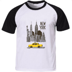 Camiseta Raglan New York Pintura Nanquim