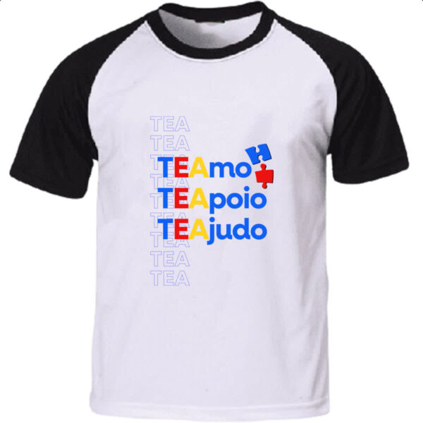 Camiseta Raglan Autismo Amo Apoio Ajudo