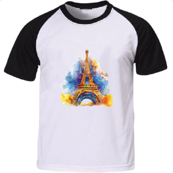 Camiseta Raglan Torre Eiffel watercolor