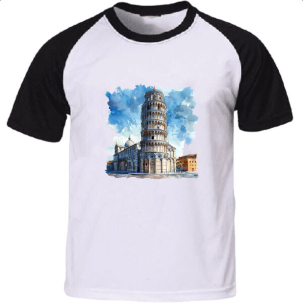 Camiseta Raglan Torre de Pizza watercolor