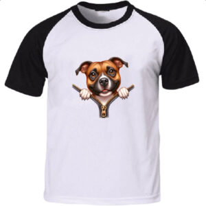 Camiseta Raglan Staffordshire Bull Terrier no Ziper