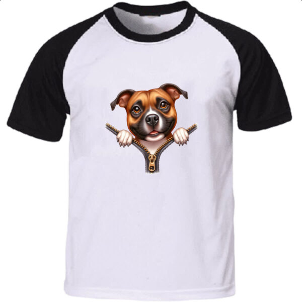Camiseta Raglan Staffordshire Bull Terrier no Ziper