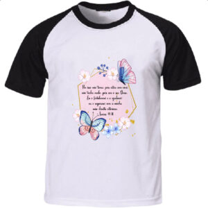 Camiseta Raglan Versiculo Moldurado por isso nao tema