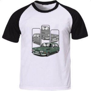 Camiseta Raglan Variant verde quadros cinzas