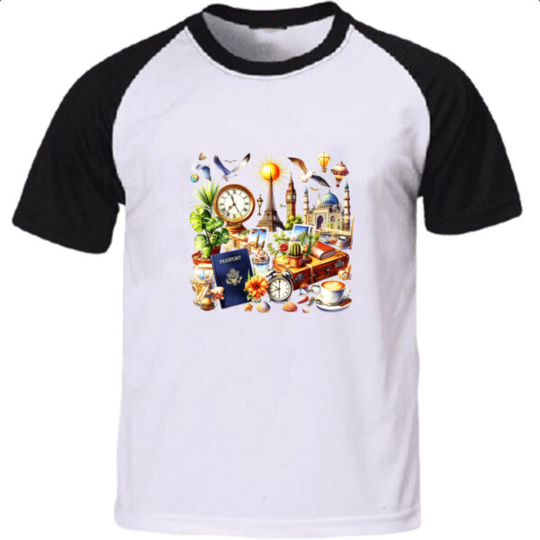 Camiseta Raglan Viagem passaporte turismo