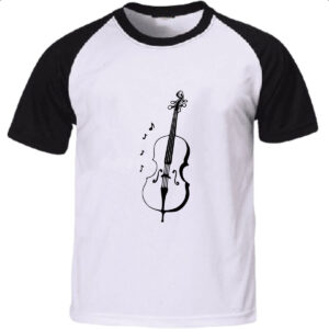 Camiseta Raglan Violino Silhuetta Notas Musicais