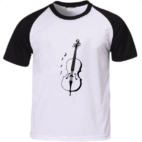 Camiseta Raglan Violino Silhuetta Notas Musicais