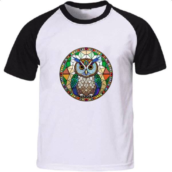 Camiseta Raglan Vitral Coruja