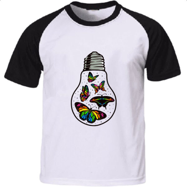 Camiseta Raglan Borboletas em lampada