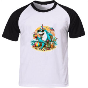 Camiseta Raglan Tubarao de ferias