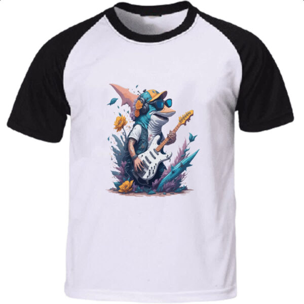 Camiseta Raglan Tubarao guitarrista