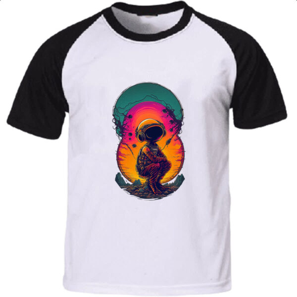 Camiseta Raglan Astronauta relaxamento lunar