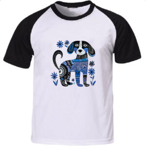 Camiseta Raglan Cachorro arte escandinava