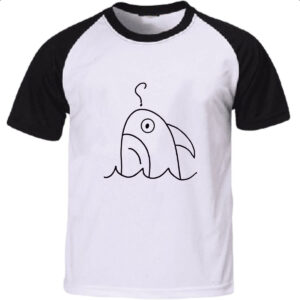 Camiseta Raglan Tubarao indeciso desenho infantil