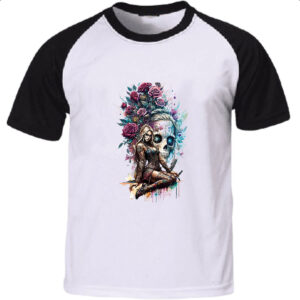 Camiseta Raglan Catrina Rosas Splash Art