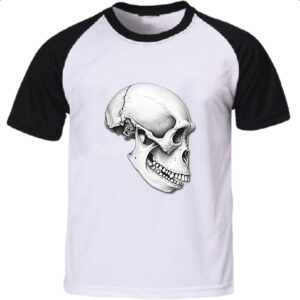 Camiseta Raglan Cranio Chimpanze Grafite Arte