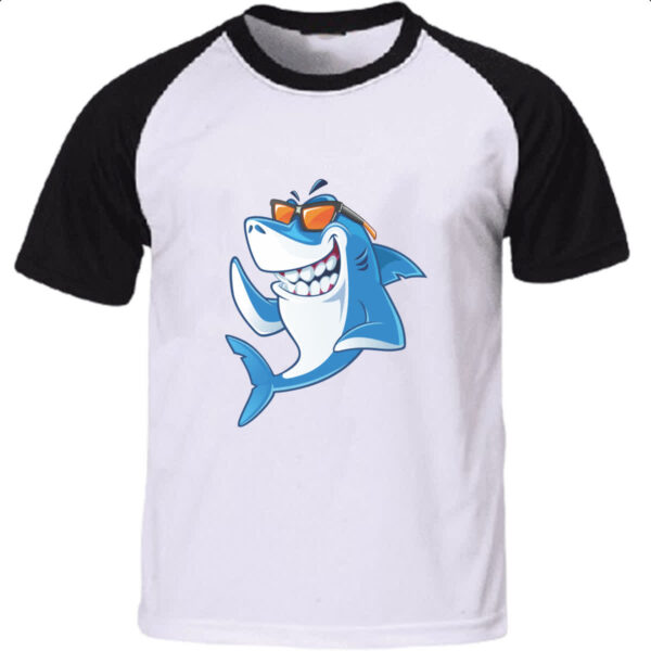 Camiseta Raglan Tubarao verao oculos de sol