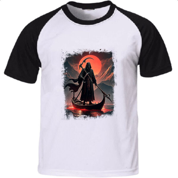 Camiseta Raglan Grim Reaper no barco