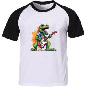Camiseta Raglan T-Rex Guitarrista