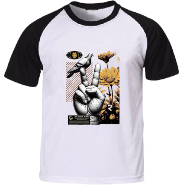 Camiseta Raglan No more wars peace and bird