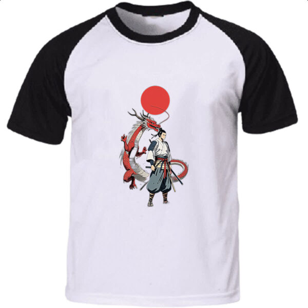 Camiseta Raglan Samurai Dragao sol nascente