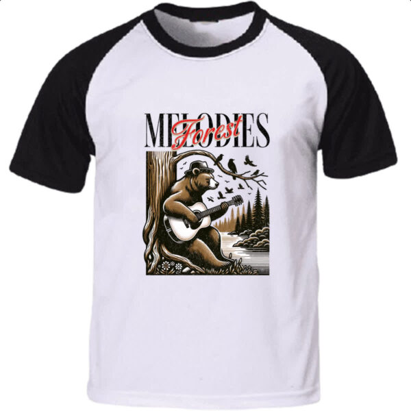 Camiseta Raglan Urso Melodia da Floresta