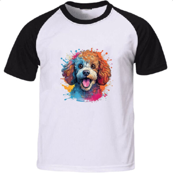 Camiseta Raglan Poodle watercolor art