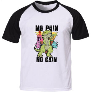 Camiseta Raglan Dinossauro No Pain No Gain