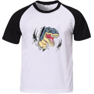 Camiseta Raglan T-Rex rasgando a camisa