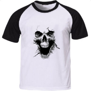 Camiseta Raglan Caveira 3D