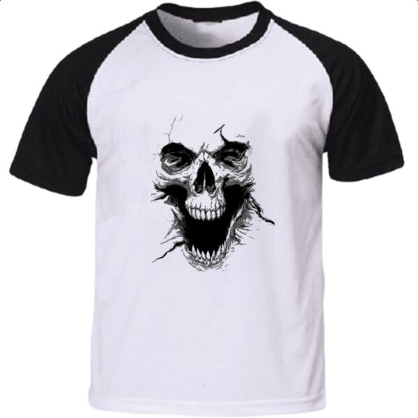 Camiseta Raglan Caveira 3D
