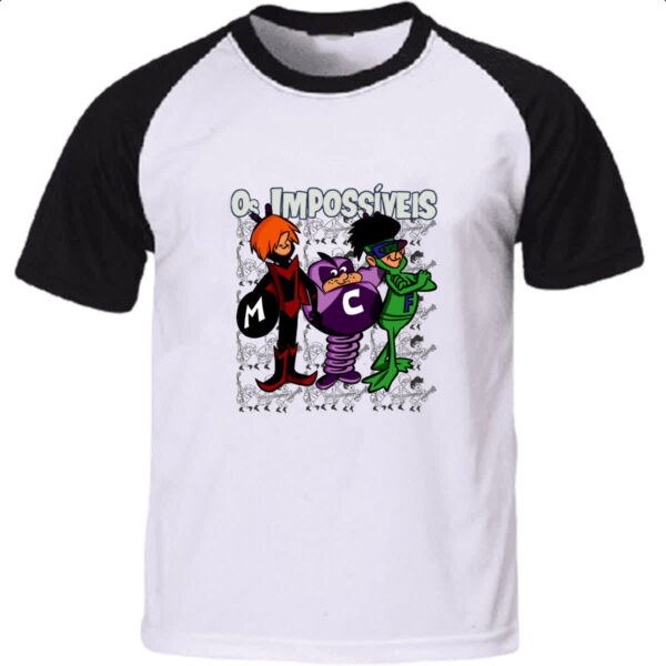 Camiseta Raglan Nostalgia Os impossiveis fundo grafite