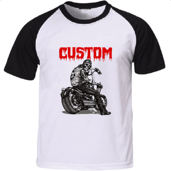 Camiseta Raglan Moto Skull Custom