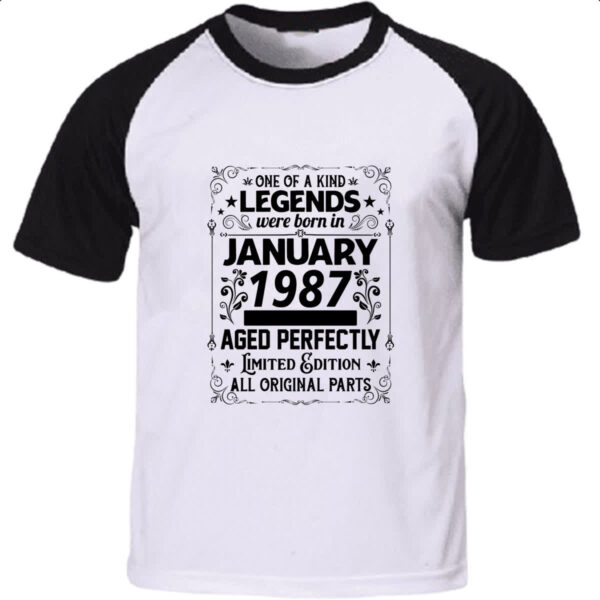 Camiseta Raglan Legends Were Born JAN-1987