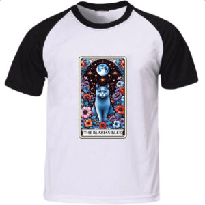Camiseta Raglan Taro gato Azul russo