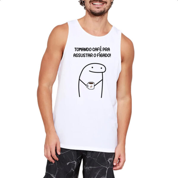 Camiseta Regata Tomando cafe pra assustar o figado - Imagem 2