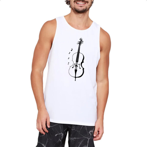 Camiseta Regata Violino Silhuetta Notas Musicais - Imagem 2