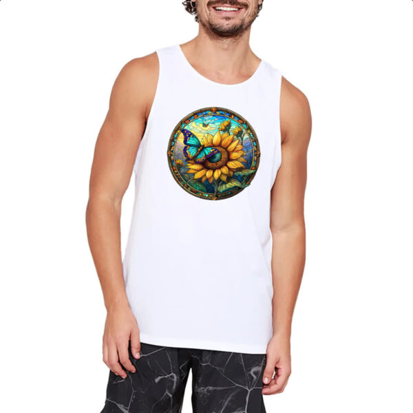 Camiseta Regata Vitral Borboleta e Girassol - Imagem 2