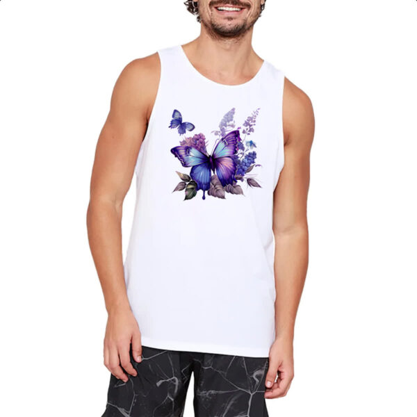 Camiseta Regata Borboleta lilas flores - Imagem 2