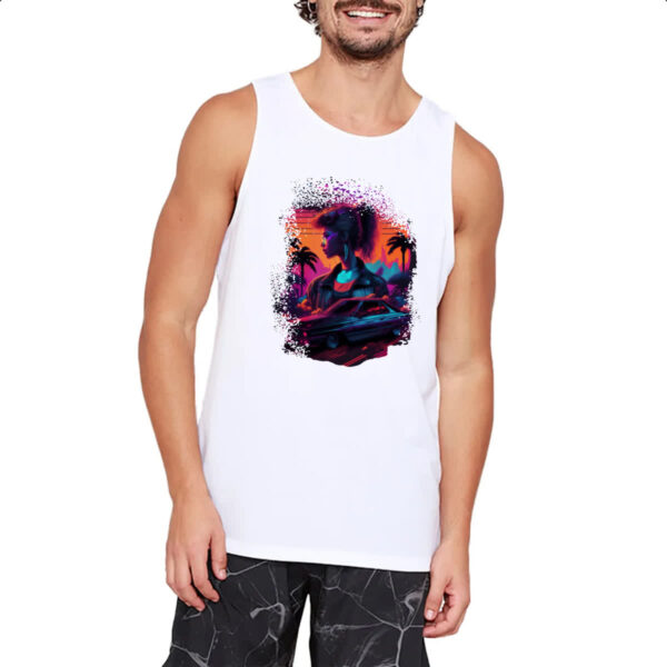 Camiseta Regata Girl Muscle Car Neon Art - Imagem 2