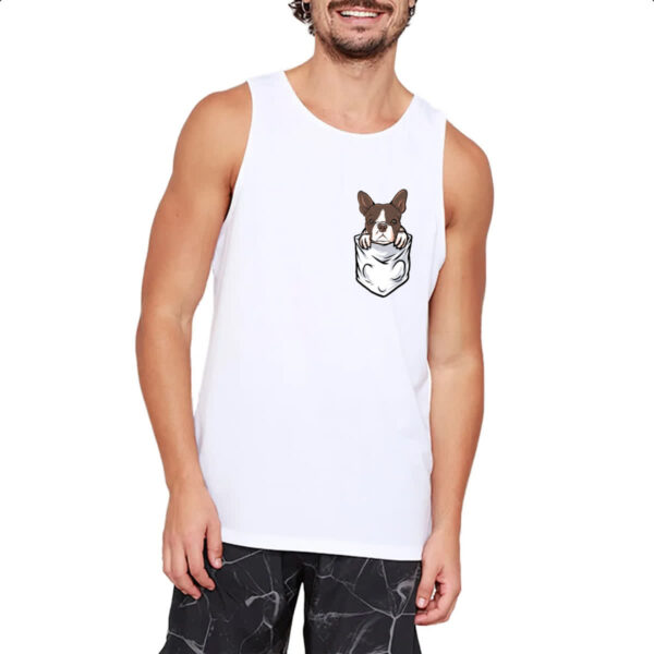Camiseta Regata Cachorro Bulldog no bolso - Imagem 2