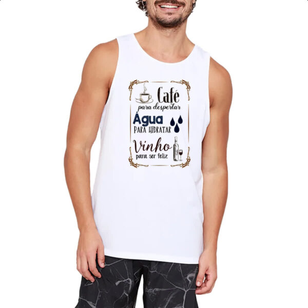 Camiseta Regata Cafe desperta agua hidrata vinho felicidade - Imagem 2