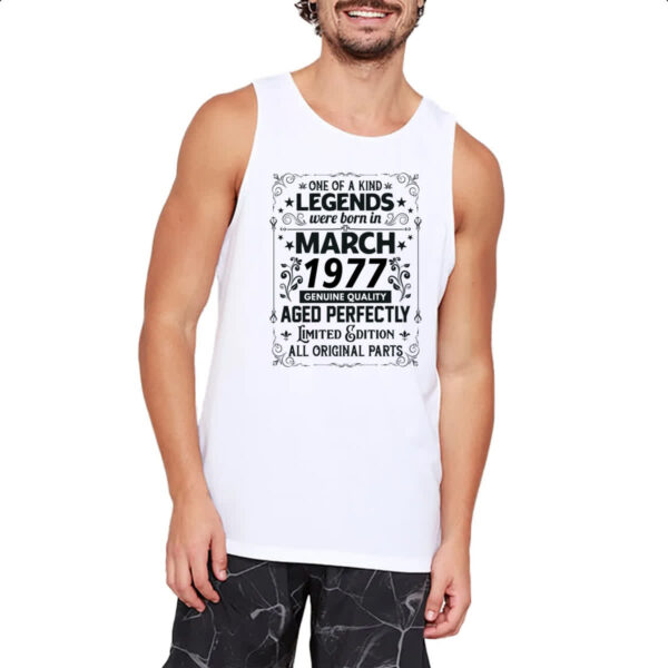 Camiseta Regata Legends Were Born MAR-1977 - Imagem 2
