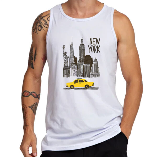Camiseta Regata New York Pintura Nanquim - Imagem 3