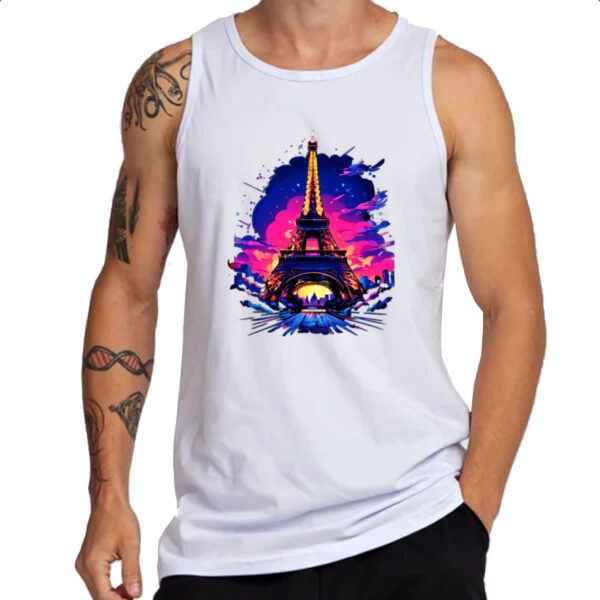 Camiseta Regata Torre Eiffel Sunset Splash - Imagem 3
