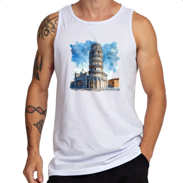 Camiseta Regata Torre de Pizza watercolor - Imagem 3