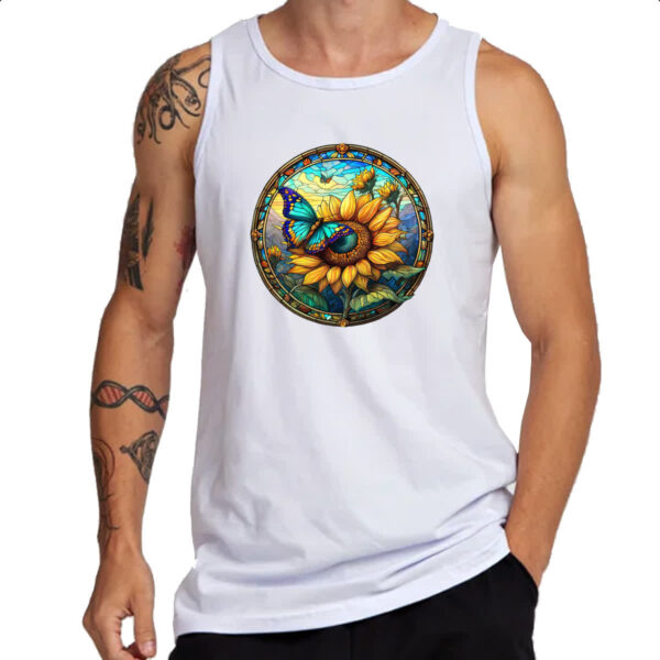 Camiseta Regata Vitral Borboleta e Girassol - Imagem 3