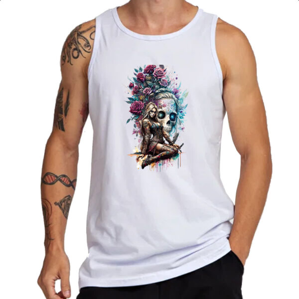 Camiseta Regata Catrina Rosas Splash Art - Imagem 3